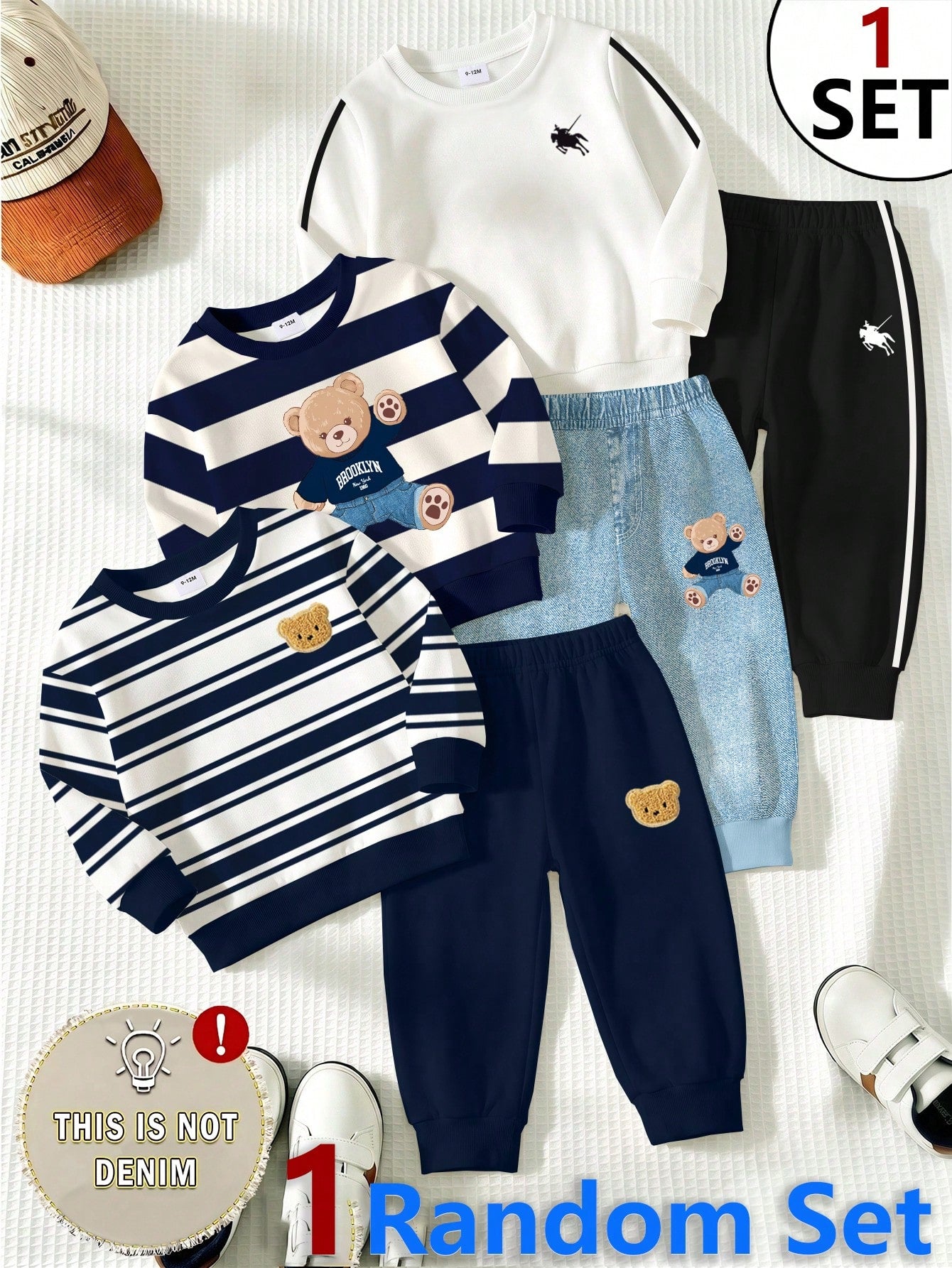 1 Random Set,, Casual Logo Red White Black Color Block Letter Graphic Print Crew Neck Long Sleeve Sweatshirt With Logo Print Long Sweatpants