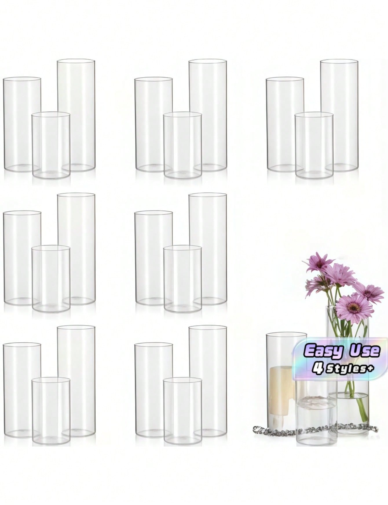 1 Set Glass Cylinder Vase, Transparent Vase, Hurricane Candle Holder, Suitable For Dining Table Decor, …Wedding Home Decoration, Rama Decor Gift, Birthday Graduation Ceremony, Room Decoration, Etc