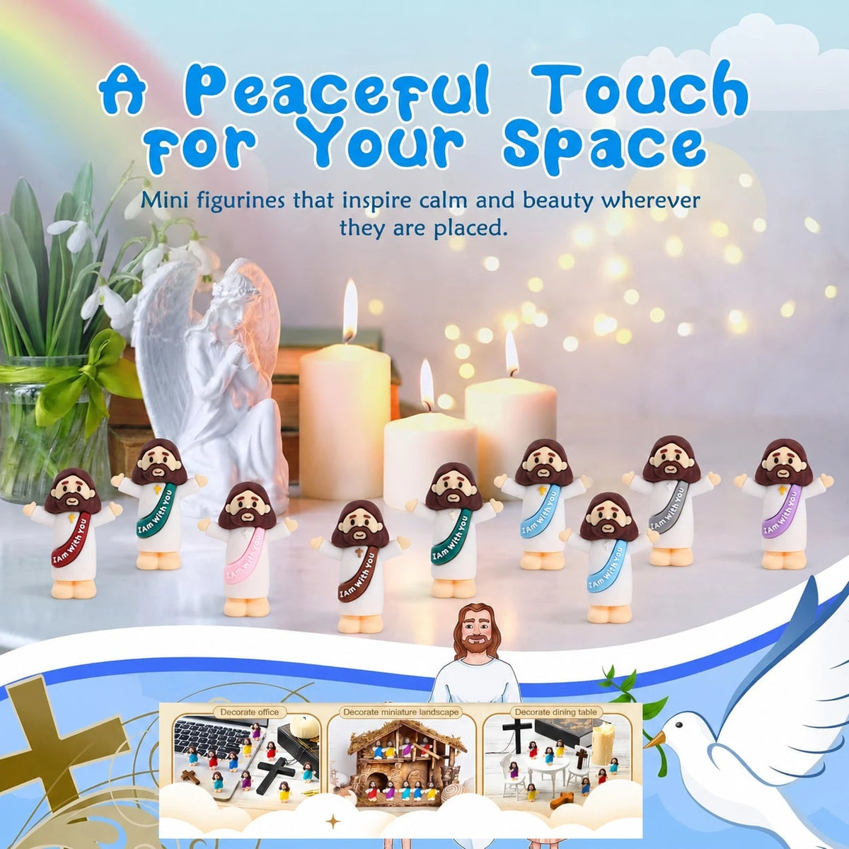 100 PCS Little Jesus Figures, Mini Jesus Figurines In Bulk, Multicolor Tiny Jesus Figures, Christian Gifts,Christmas Gifts,Halloween Gifts,Baptism