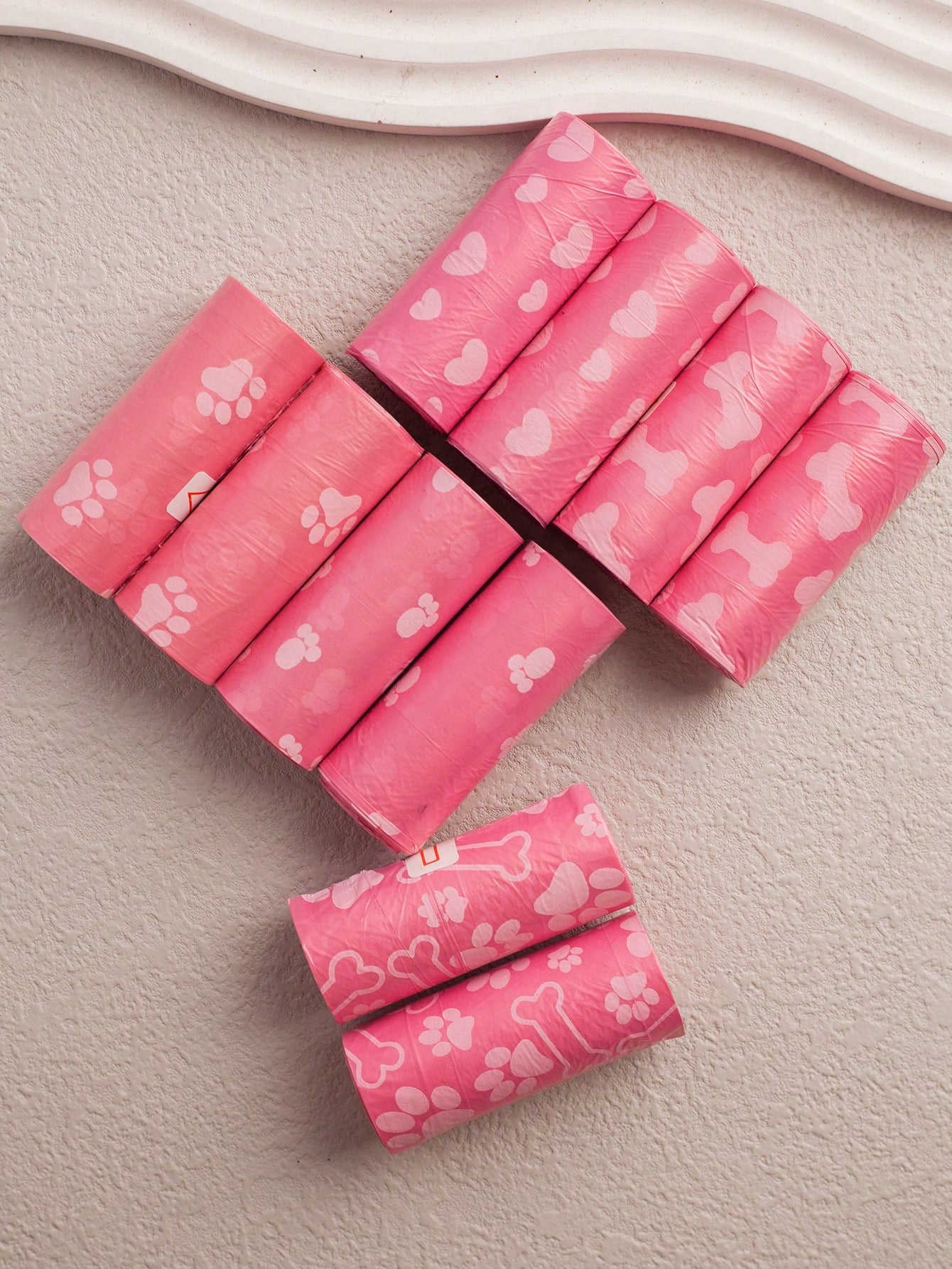 10pcs/12pcs Pink Series Pet Waste Bags, Printed Dog Poop Bag, Pooper Scooper Bag, Outdoor Walking Cleanup Bags