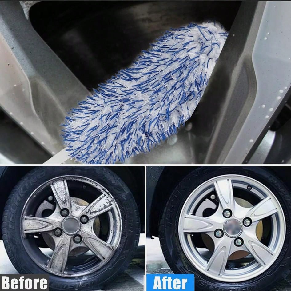 17in Auto Car Wheel Brush Detailing Tool Wash Cleaning Set Rims Tire Seat Engine-Car Wheel Brush