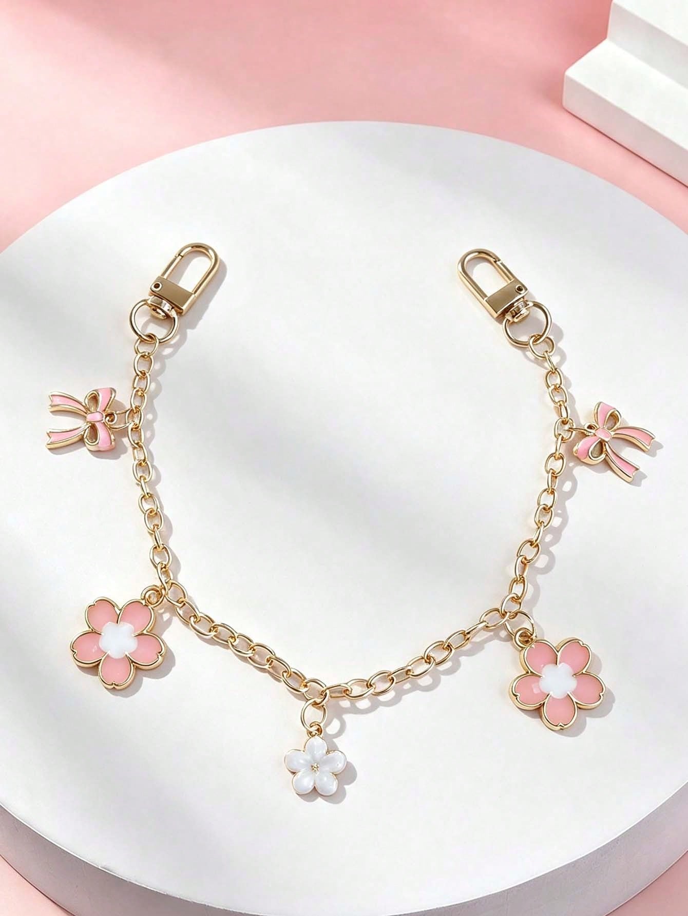 1pc Bowknot Pattern Handbag Chain Accessory, Pink Bowknot Pendant Handbag Extension Chain, Decorative And Replaceable Metal Bag Chain, Fashion Pendant, Beach Vacation Style, Bowknot Y2K Kawaii Keychai
