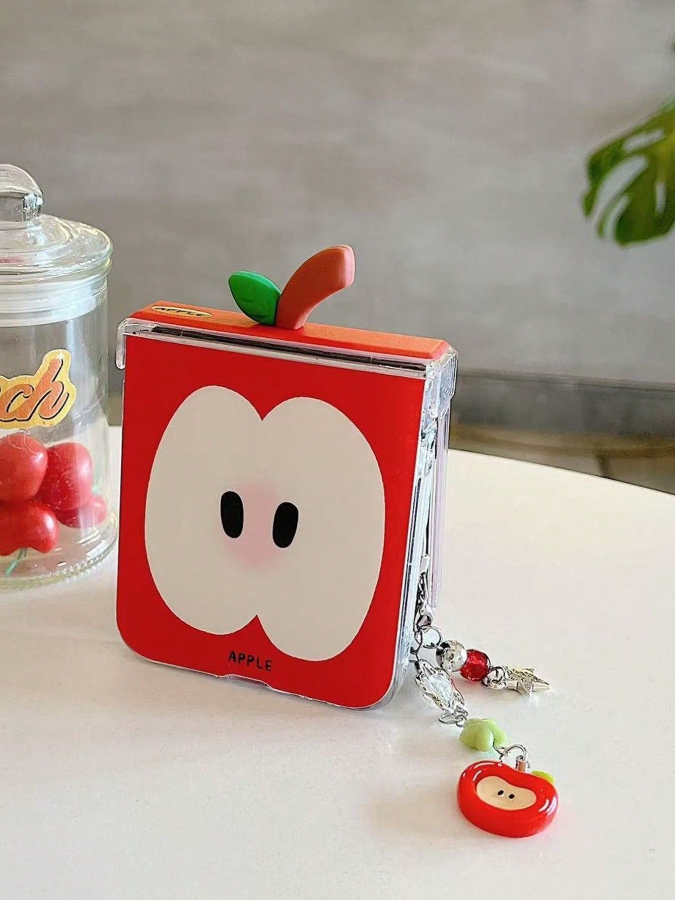1PC Fashionable And Cute Apple Avocado Carrot Element Foldable Phone Case, Paired With Same Color Accessories, Suitable For: SamsungGalaxy Zflip 4/Zflip 5/Zflip 6/Zflip 7/OPPO Find N2 Flip/OPO Find N3