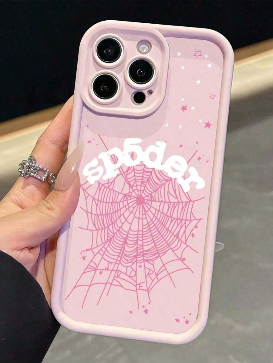 1pc New Creative Letter & Cobweb Pattern Phone Case, Compatible With Apple 16 Pro Max, 11/12/13/14 Plus, XR/7/8 Plus/15 PM, Protective Cover Waterproof Shockproof Anti-Fall Scratch ResistantFOR-YOUR-B