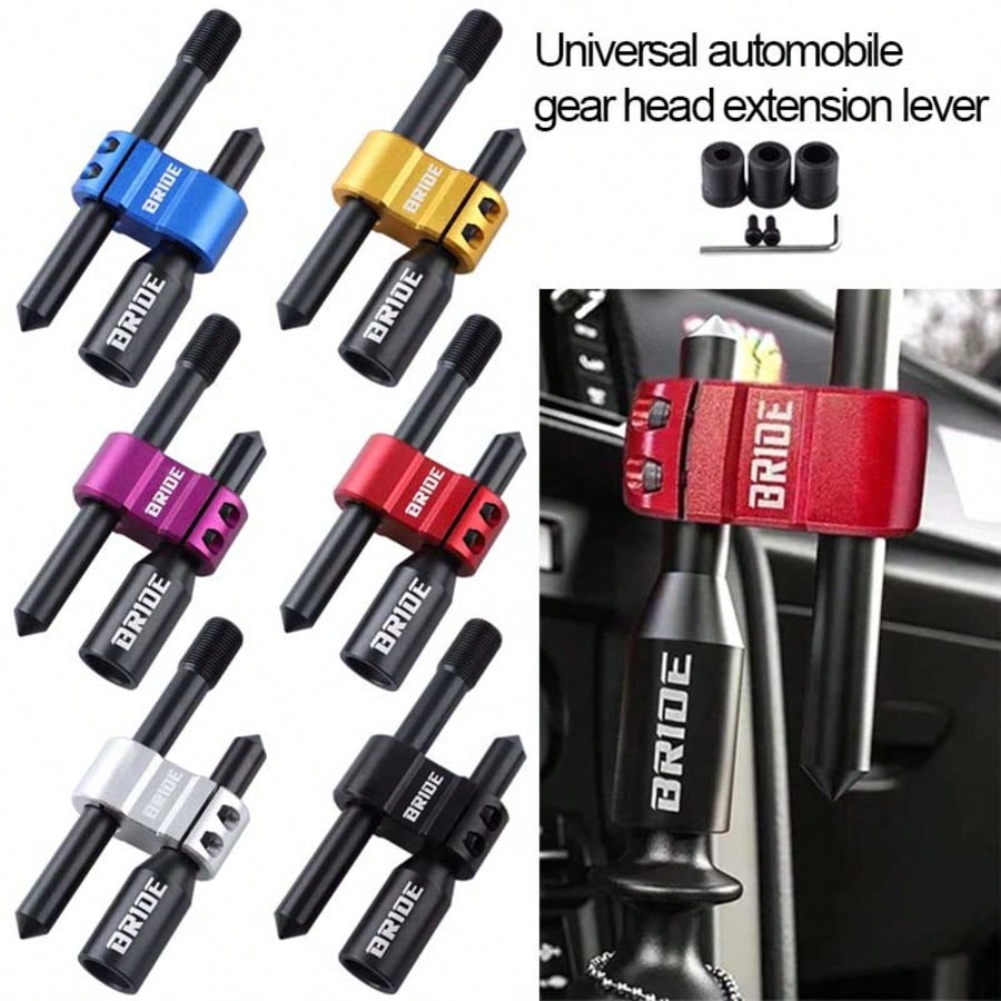 1pc Universal Car Gear Shift Extension Rod, Adjustable Aluminum Alloy Gear Lever, H-Shaped, Black/Red 2 Colors Available