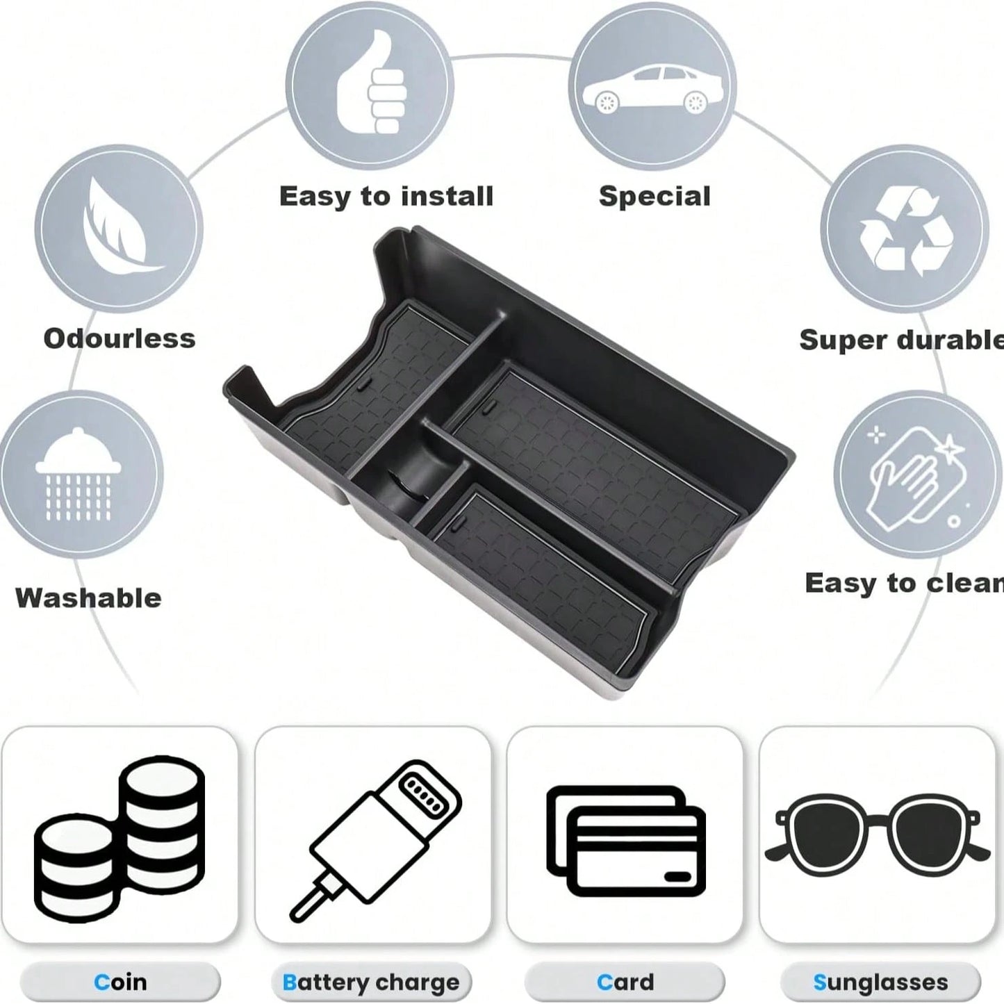 2026 T/O/Y/O/T/A RAV4 Center Console Organizer Tray, ABS Armrest Storage Box Insert Car Interior Accessories