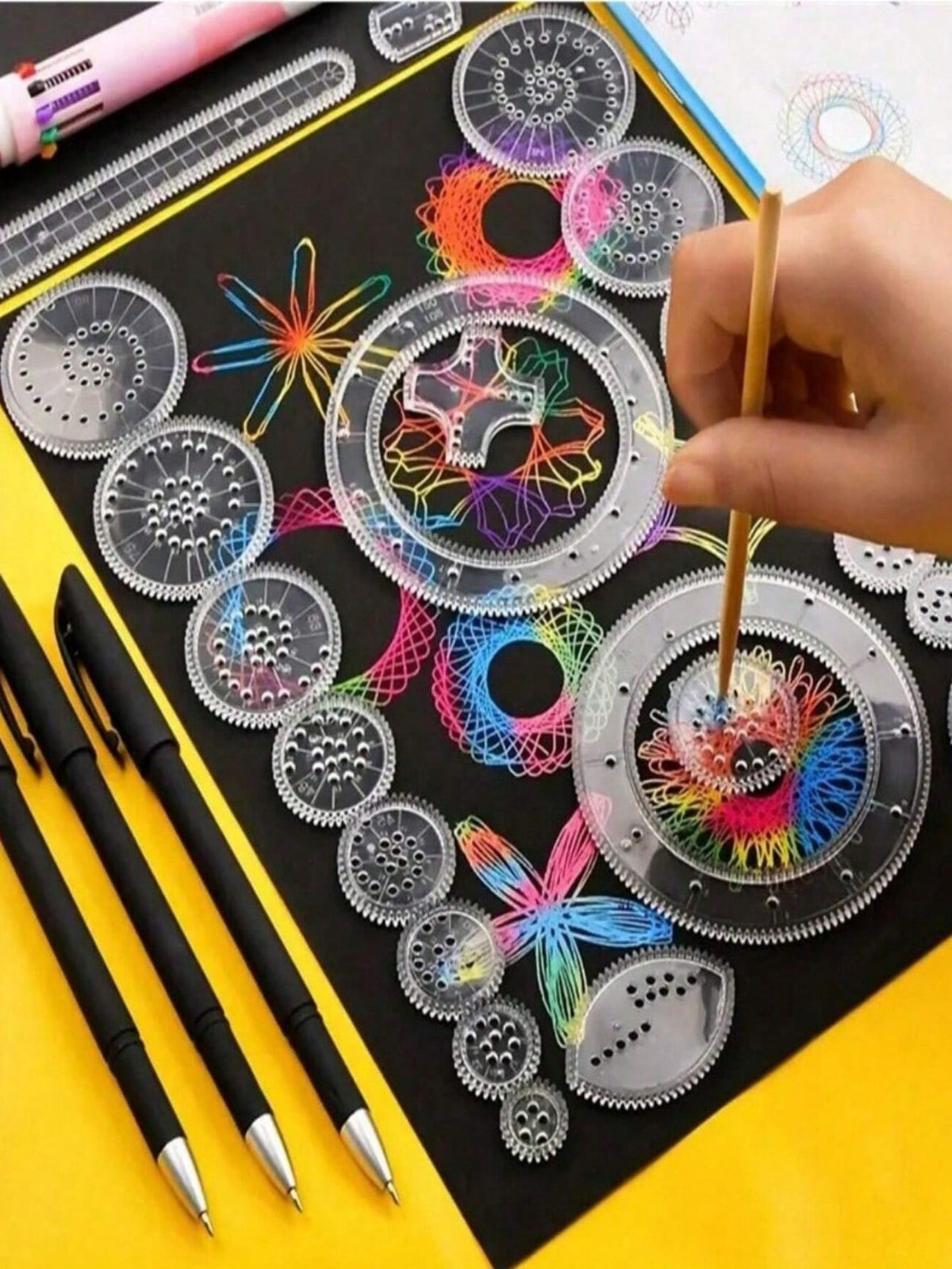 22pcs Educational Drawing Drawing Template Ruler Educational Toy Set- Interlocking Gears And Wheels Drawing Accessories With Ruler- Develops Fine Motor Skills And Creativity
