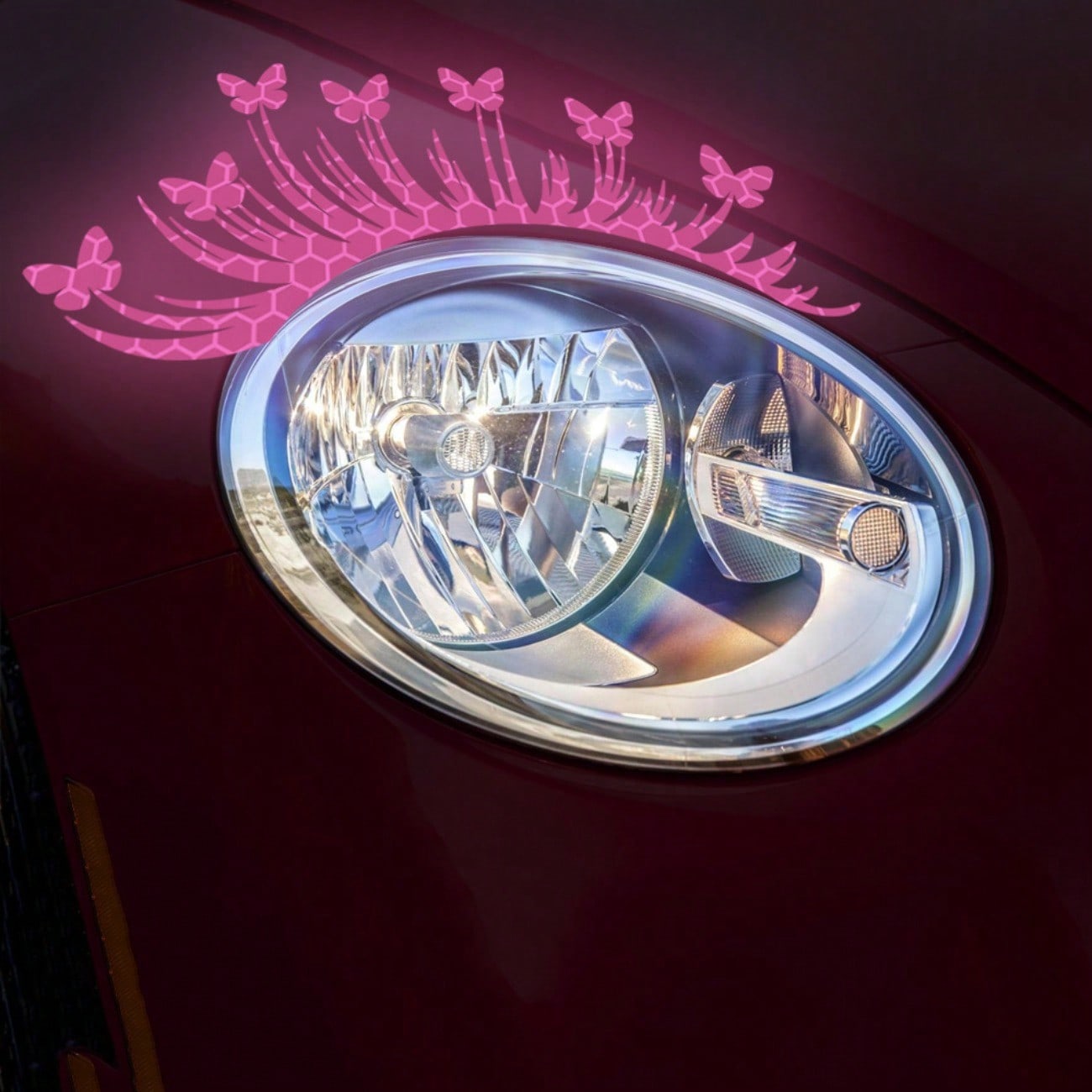 2pc Universal Butterfly Eyelash Reflective Car Sticker For Headlight & Window, Cute Decor For Auto