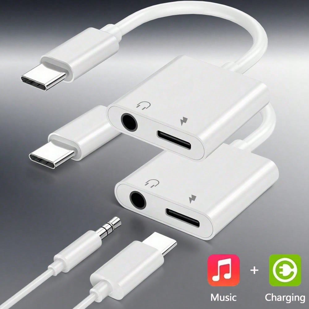2pcs USB-C To 3.5mm Headphone Jack Adapter, Aux Audio Dongle Cable Compatible With IPhone 16 Pro Max/16 Pro/16 Plus/16/15, S25/S24/S23/S22/S21 Ultra Plus, Series