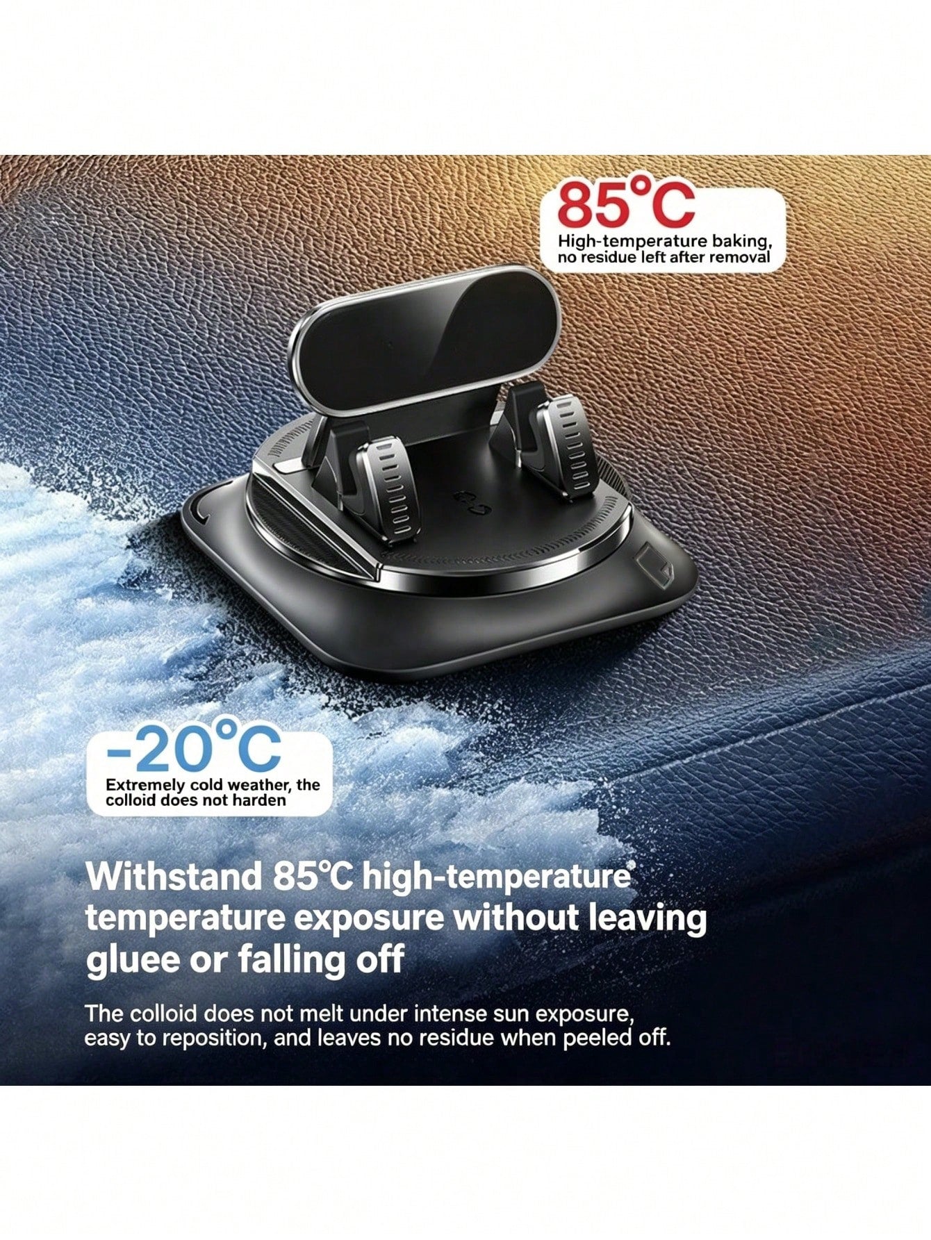 360° Rotatable Car Phone Holder With ABS & Non-Slip Base, Adjustable Dashboard/Desk/ Use Compatible For IPhone & Android Smartphones- Rotating Arm For Hands-Free Driving, Navigation, Video Calls And
