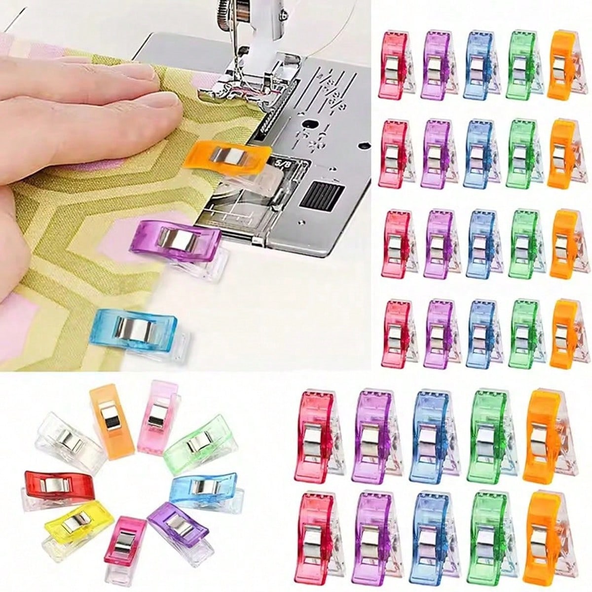 50pcs Colorful Fabric Sewing Clips, Multi-Purpose Quilting Binding Craft Clips, Edge Positioning Clips, Plastic Binding Paper Clips Set, DIY Sewing Pin Alternative