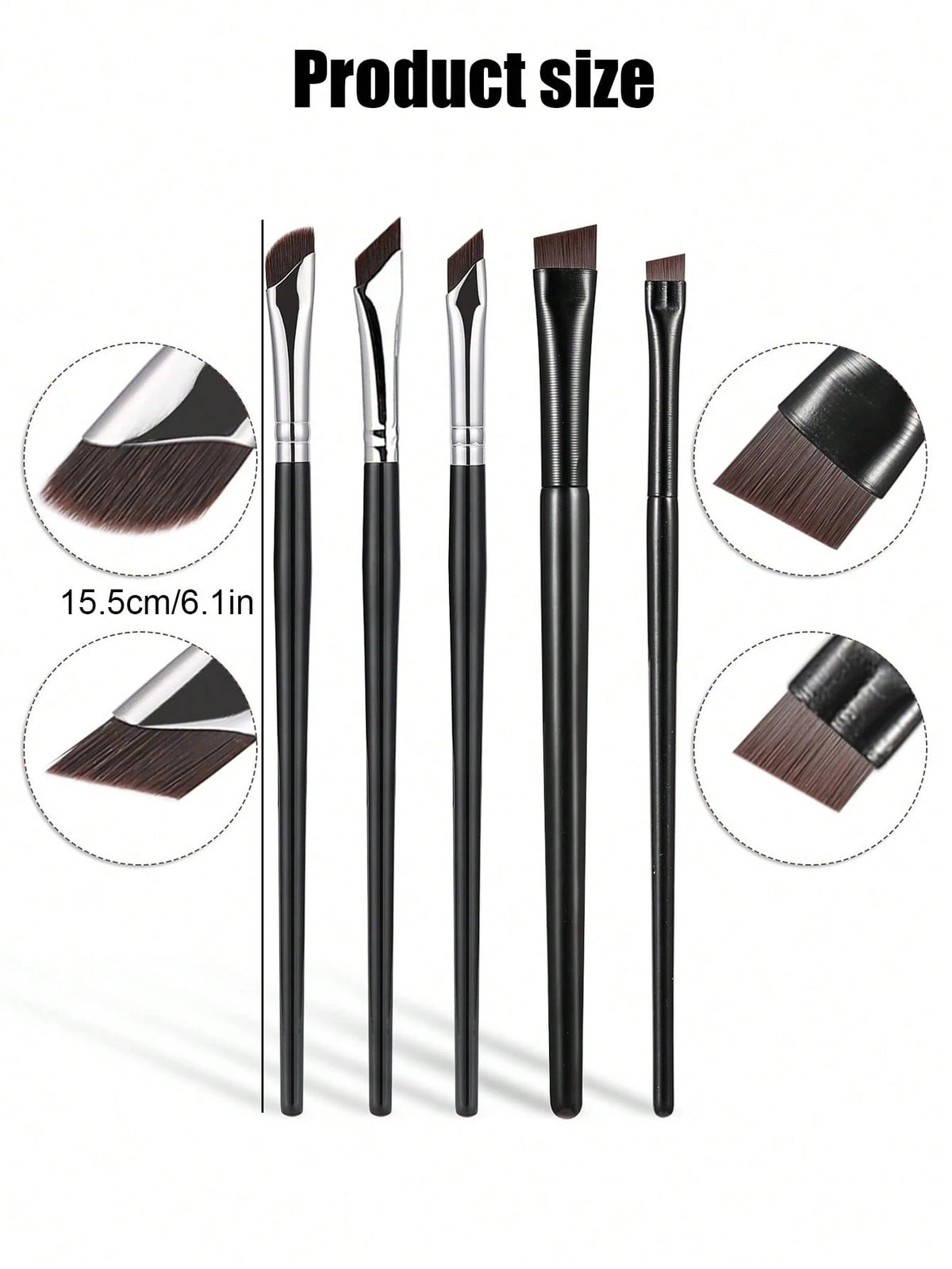 5pcs Precision Eye Makeup Brushes Including Scythe Shaped Eyeliner Brush, Angled Eyeliner Brush, And Eyebrow Brush For Easy And Beautiful Eye Makeup,Eyebrow Brush,Eyeshadow Brush,Spoolie,Spoolie Brush