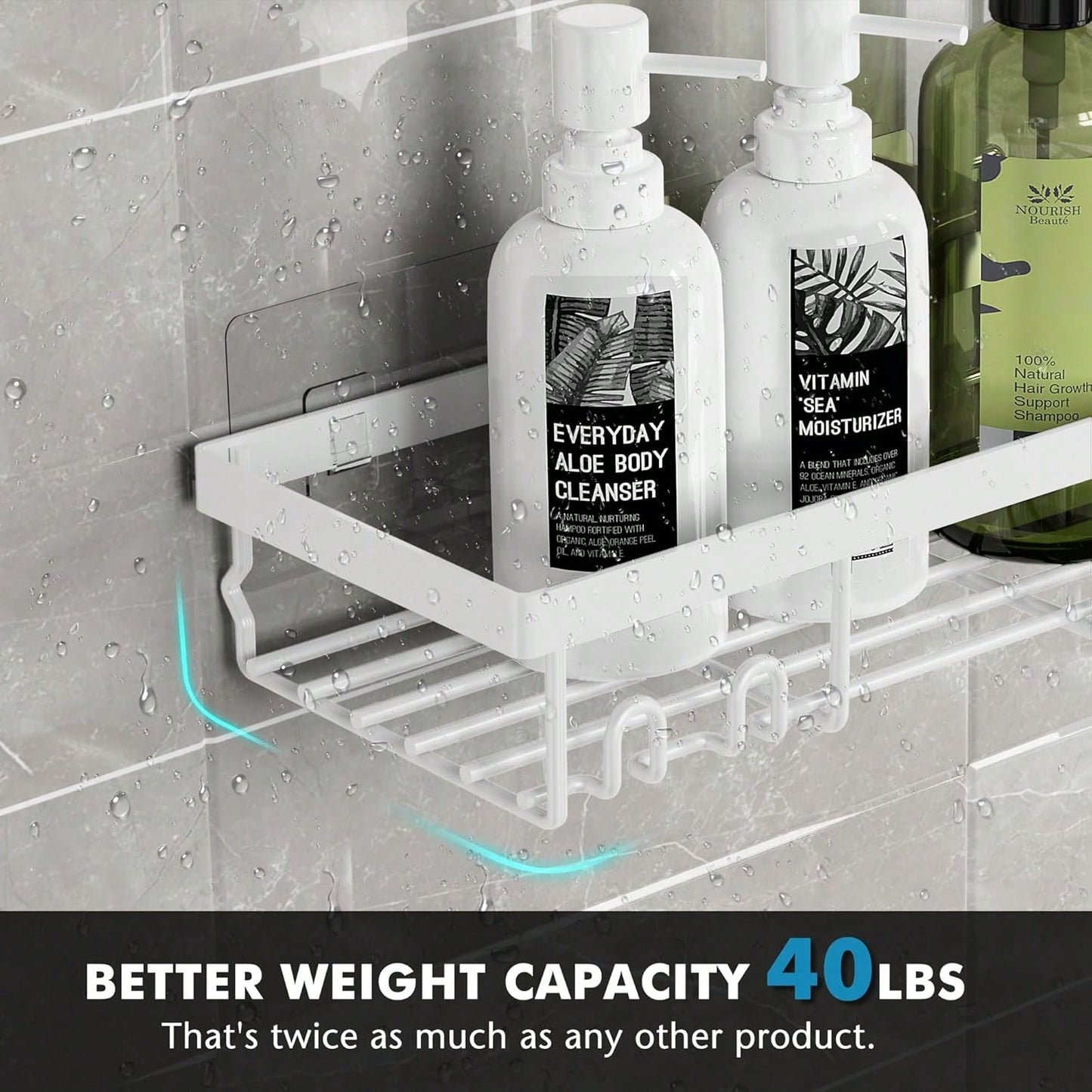Adhesive Shower Caddy, 5 Pack Rustproof Stainless Steel Bath Organizers With Large Capacity, No Drilling Shelves For Bathroom Storage & Home Decor