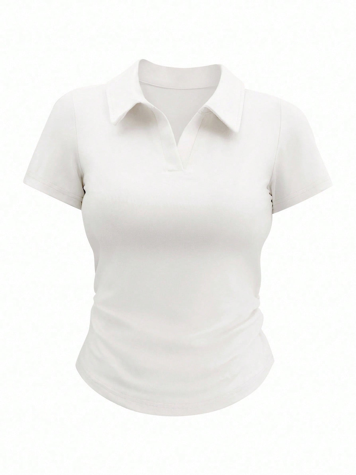 Airaco Women Casual Versatile Solid Color Ruched Short Sleeve T-Shirt, Spring Summer Top