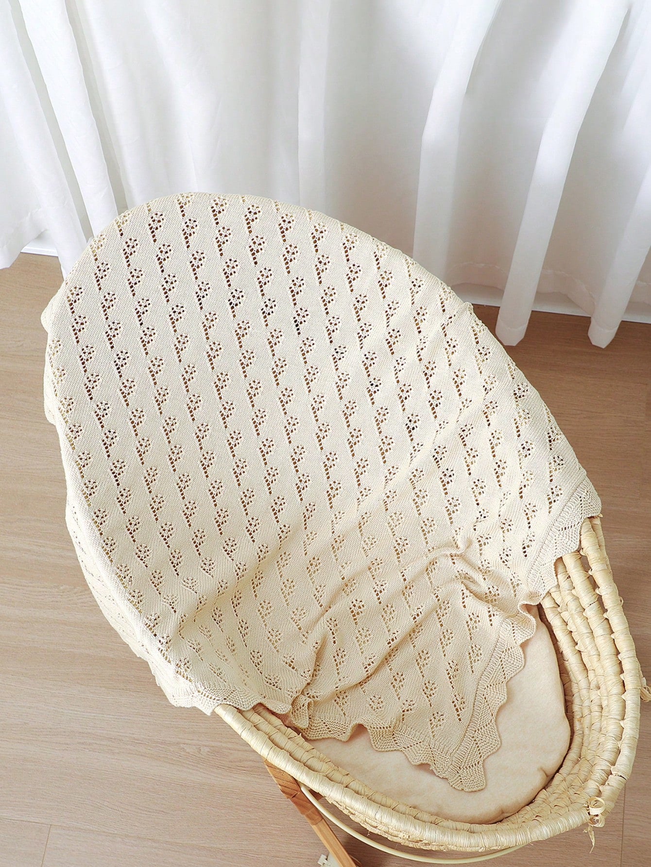All-Season Pure Cotton Knitted Baby Blanket, Newborn Swaddle Wrap, Lace Trim Stroller Blanket, Soft Children's Throw Blanket, Infant Essentials