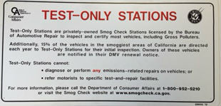 TEST ONLY STATIONS SIGN, 13" X 24"