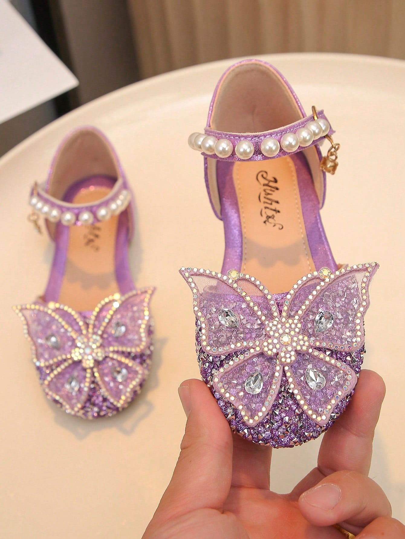 Big Kids Girls Princess Flats Bowknot Rhinestone Pearl Decor School Casual Shoes
