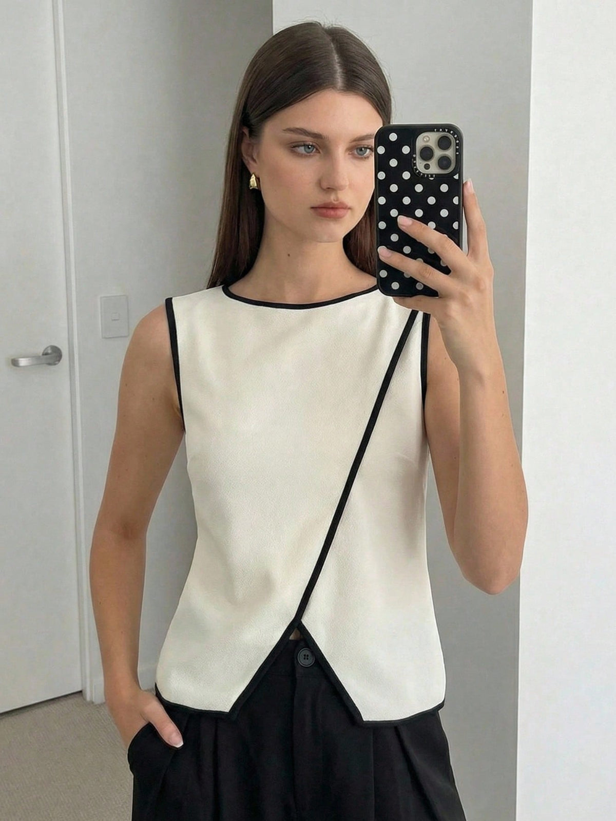 BizChic Women's Tank Top, Spring Round Neck Asymmetrical Hem, Elegant Minimalist Casual Commute Date Daily Vacation Independence Day Graduation Season Music Festival Slimming Elegant Versatile High-En