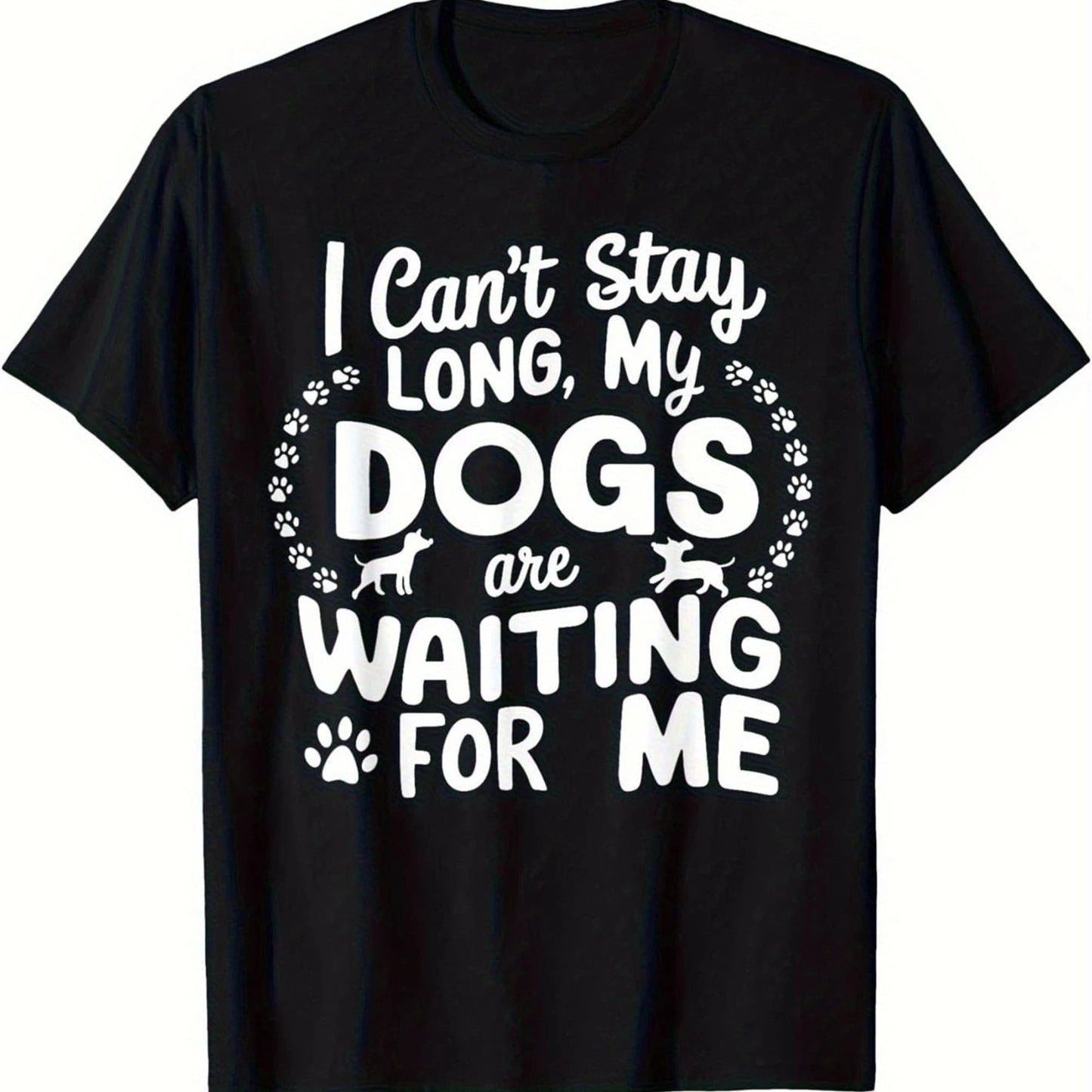 Cozy Plus Size Dog Lover Black T-Shirt With Funny Slogan Print Round Neck Short Sleeve Top For Daily Wear