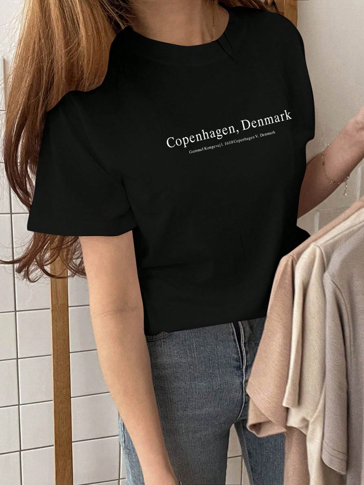 DAZY Women's Summer Casual Slogan Graphic Round Neck T-Shirt