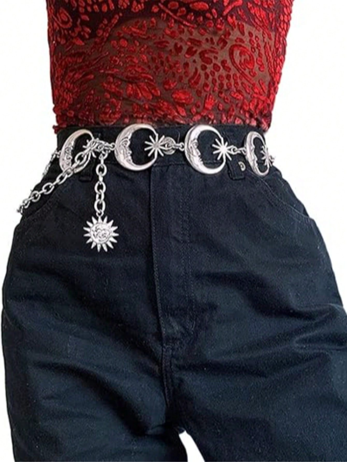 Elegant Hollow Star Pendant Waist Chain, Women's Fashion Versatile Metal Multi-Layer Pants Chain Accessory