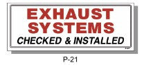 EXHAUST SYSTEMS CHECKED & INSTALLED SIGN