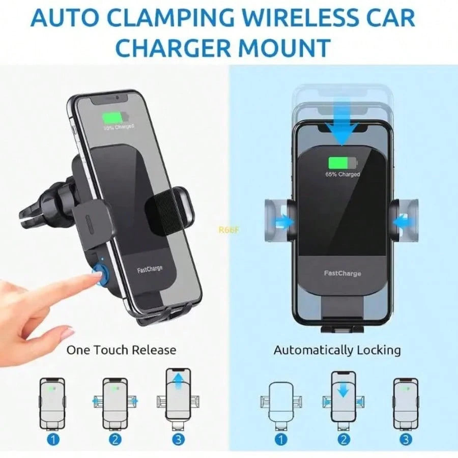 Fast Charging Auto Sensing Car Phone Holder, Universal Wireless Charger Mount