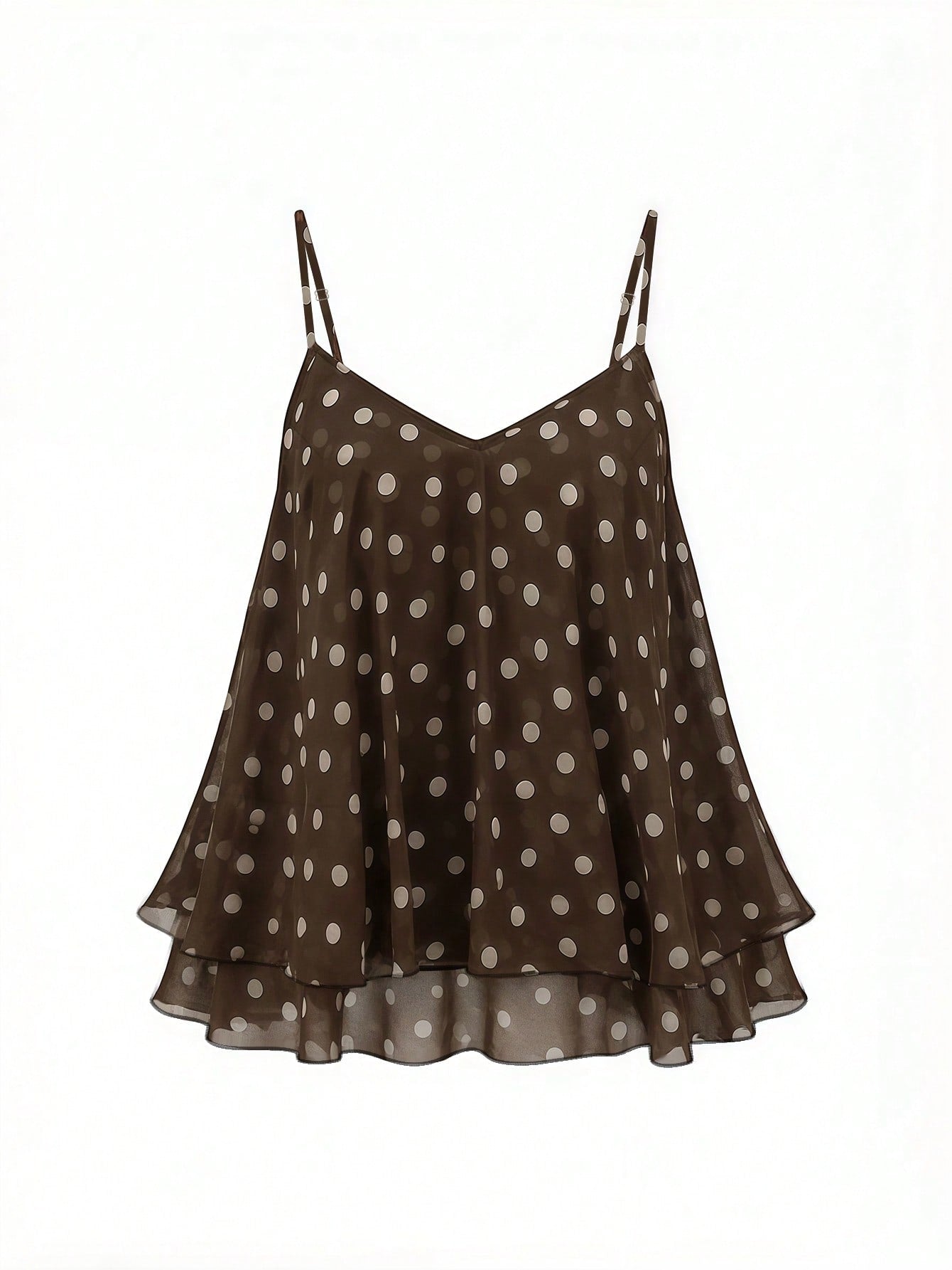Franclia Plus Size Women Polka Dot Print Casual Camisole Tank Top