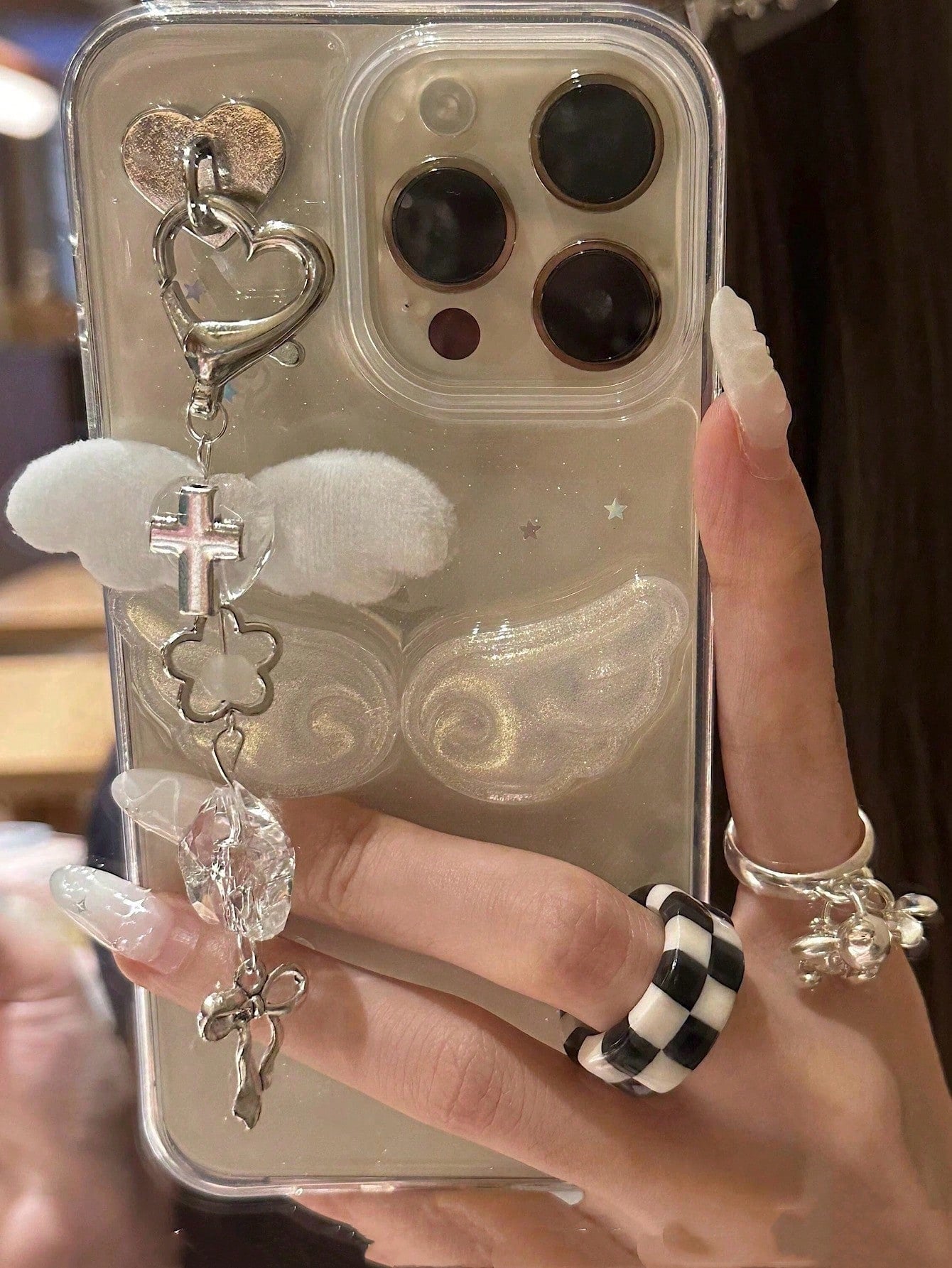Kpop Style 3D Glitter Wing Soft Phone Case Compatible With IPhone 17 16 Pro Max, 15 New, 14 Pro, 13, 12 Mini, 11 Pro, XS, Shockproof Full Coverage Protection