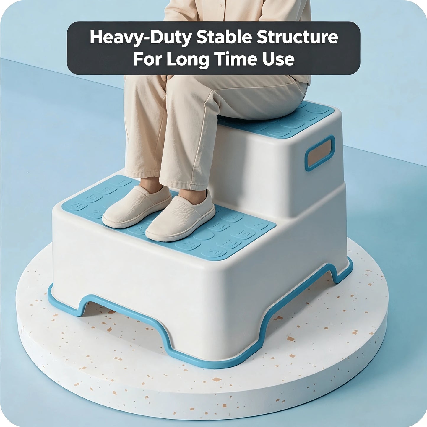 Montessori 2 Step Toddler Step Stool Anti-Slip Sturdy Potty Training Stool For Bathroom Kitchen Sink Toilet Helper For Kids Girls (Blue)
