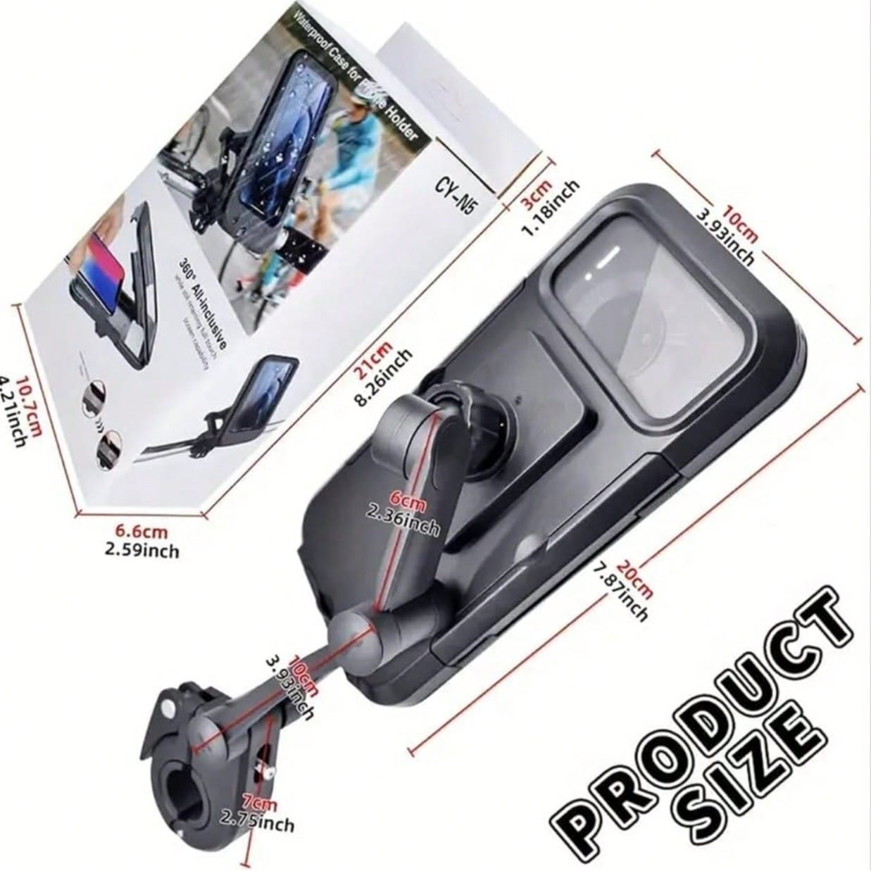 Motorcycle Phone Mount, 360° Rotating Touch-Sensitive Bicycle Phone Holder, Anti-Theft Waterproof Bicycle Smartphone Grip Clamp, Compatible With Motorcycles, Scooters And Other Models