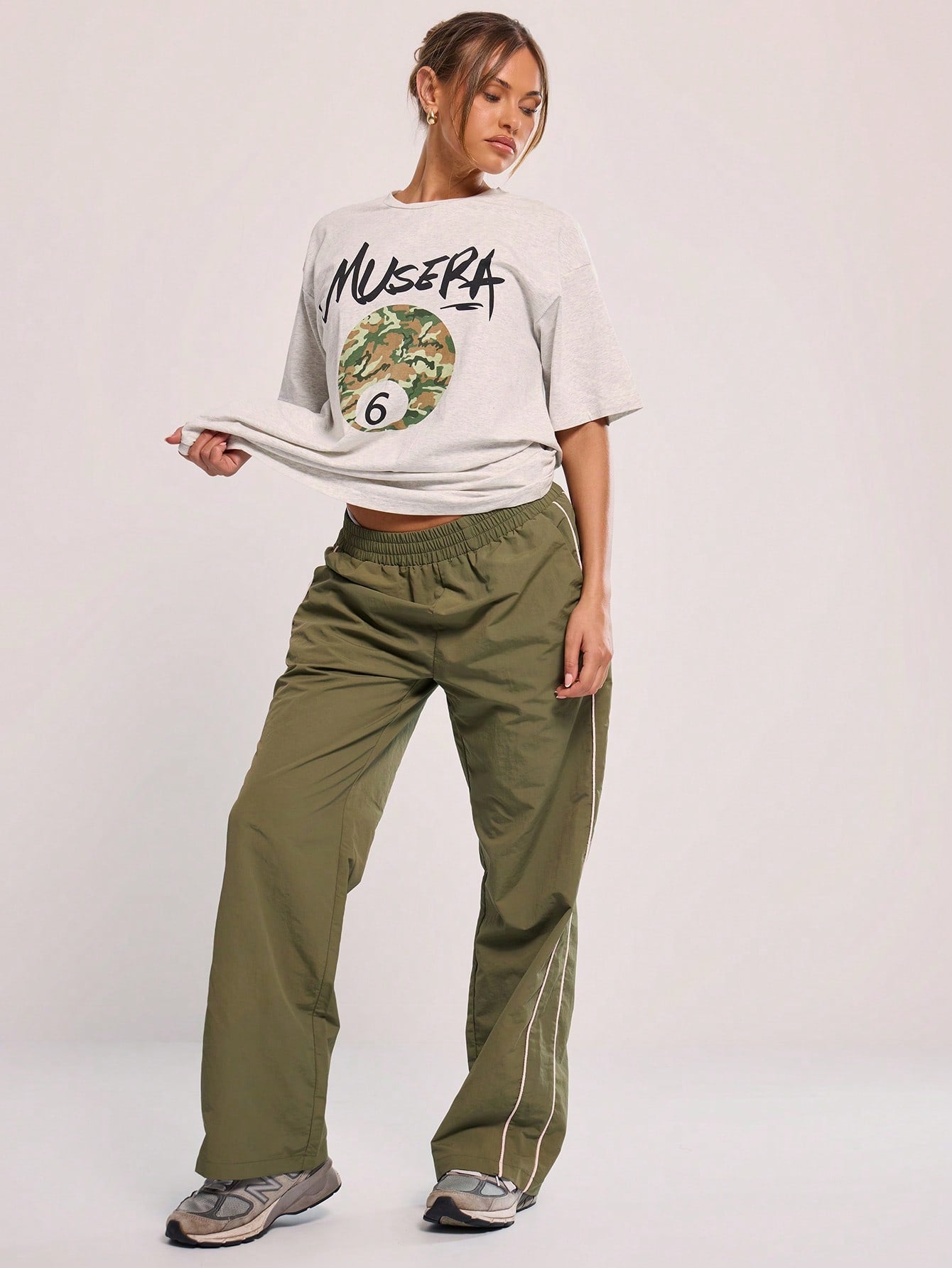 MUSERA Elasticated Waist Contrast Piping Flare Leg Trousers For Airport Casual Summer Cute 90's Y2k Back To School Holiday Spring Vacation