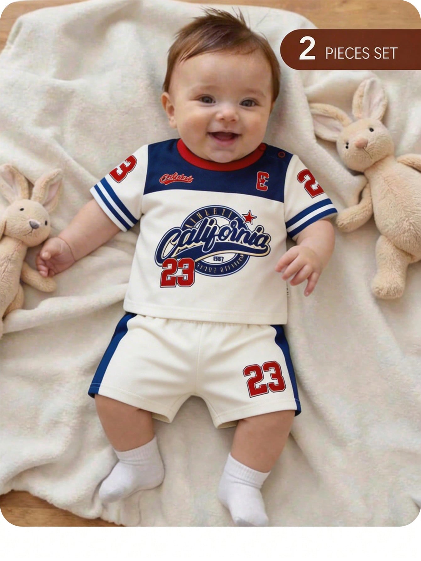 Newborn Baby Boy Clothes Off-White Summer Casual Vacation Sports Letter Print Short Sleeve T-Shirt And Shorts Set,Basketball Football Baseball Outfit