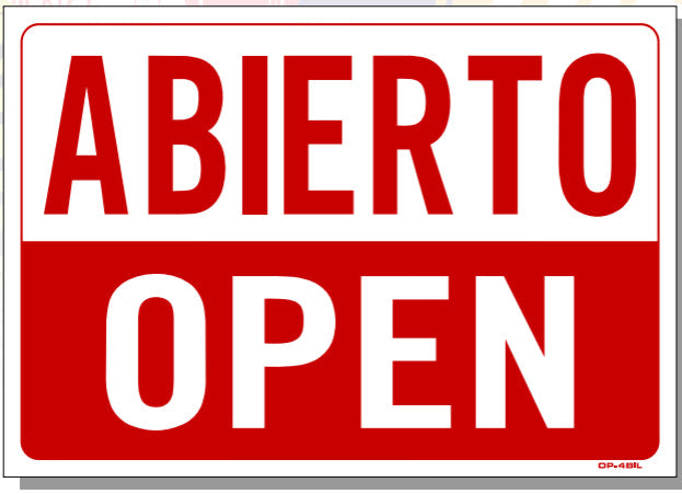 Open/Closed BILINGUAL Sign, OP4bil