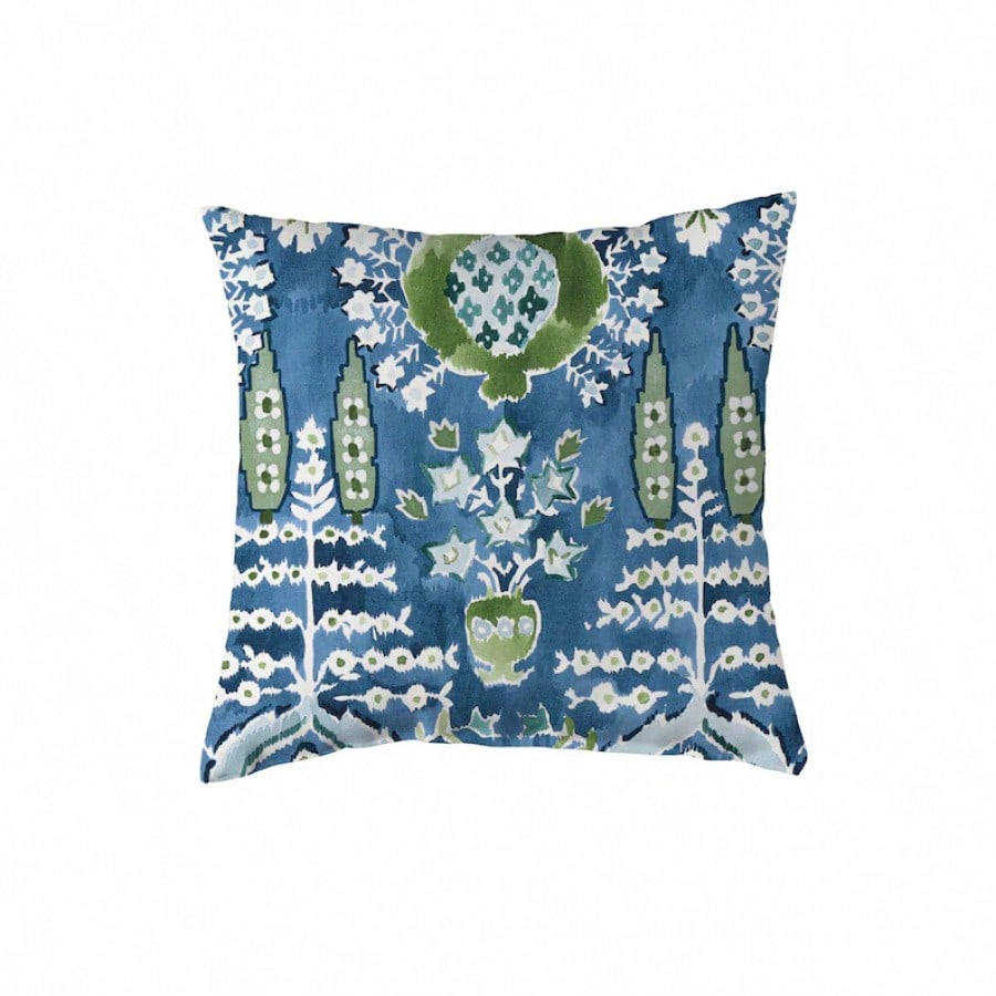 Pillow Cover: Blue Green Accent Pillow Cover, Like,Blue & Green Chinoiserie Throw Pillow Cover, Watercolor Botanical Decorative Cushion Cover For Couch Sofa Bed Living Room