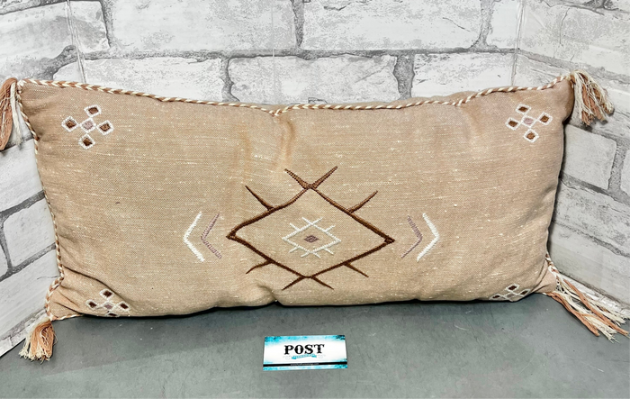 Pink Tribal Lumbar Pillow with Tassles