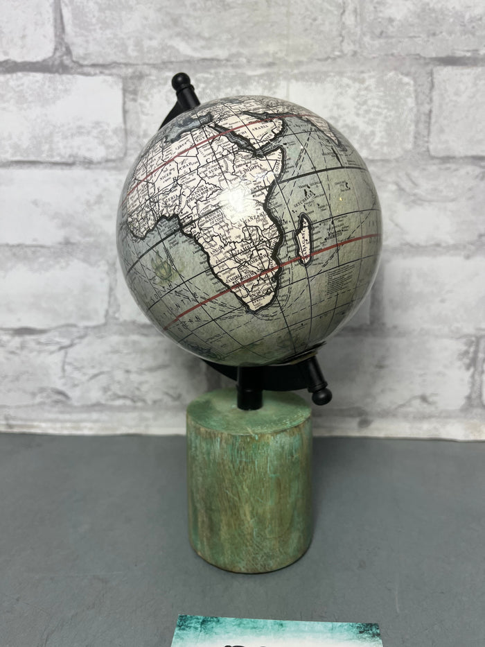 Rotating World Globe with Wooden Base