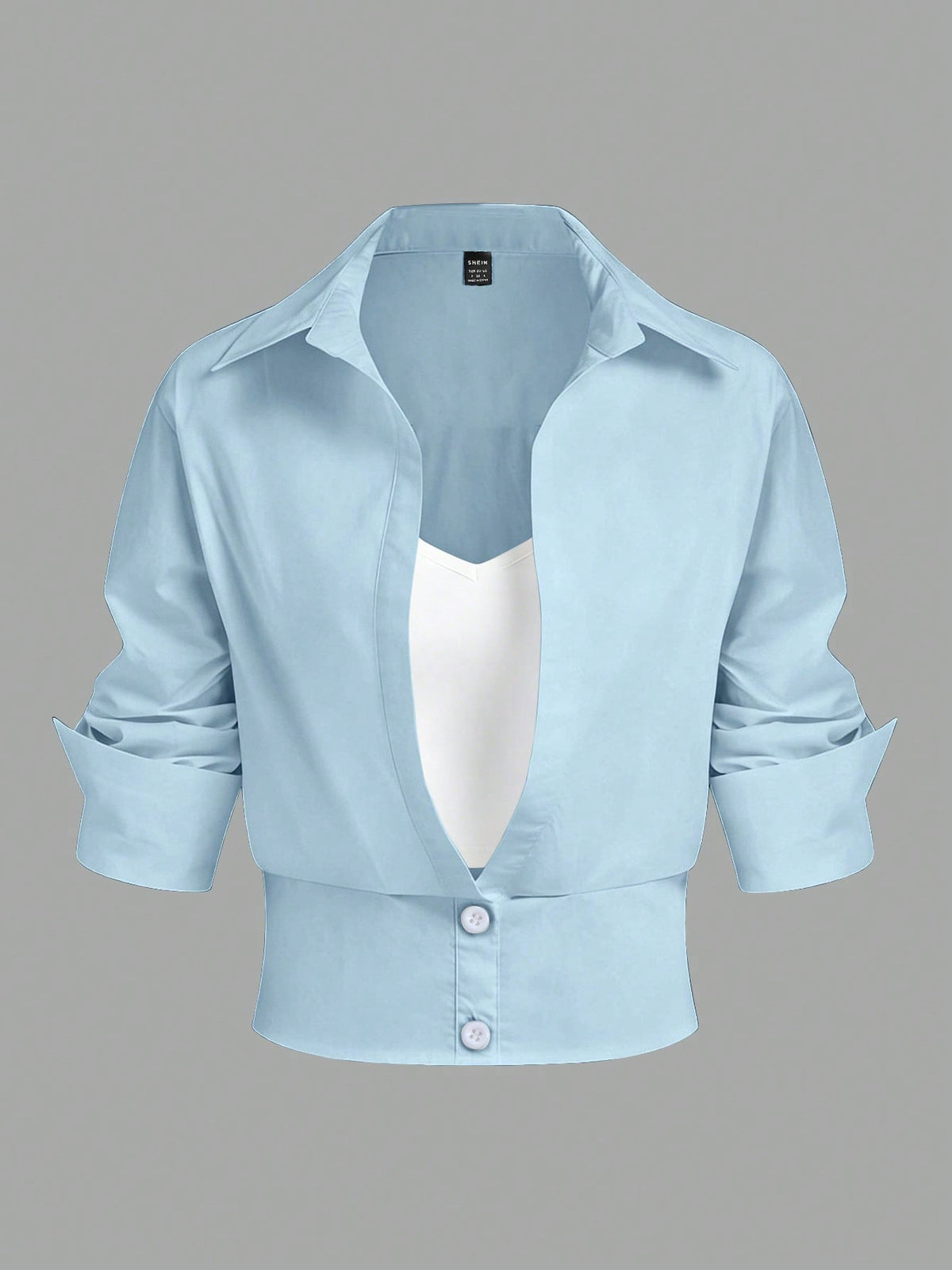 Selianne Women's Casual Commuter Color Block 2 In 1 Long Sleeve Shirt