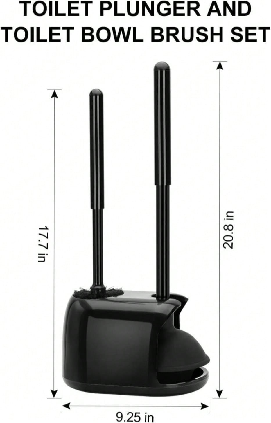SetSail Toilet Brush And Plunger Set, Semi-Hidden Toilet Plungers Heavy Duty Toilet Bowl Brush And Holder For Bathroom Toilet Plunger And Brush Set For Deeply Cleaning- Black
