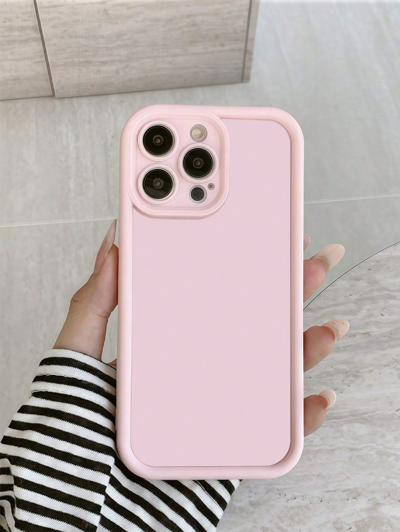 Solid Color TPU Pink Personalized Pink Pattern Full Coverage TPU Shockproof Phone Case 1pc Compatible With Apple 16, 15, 14, 13, 12, 11 Pro Max, And Series, International Version, Not The Domestic Ver