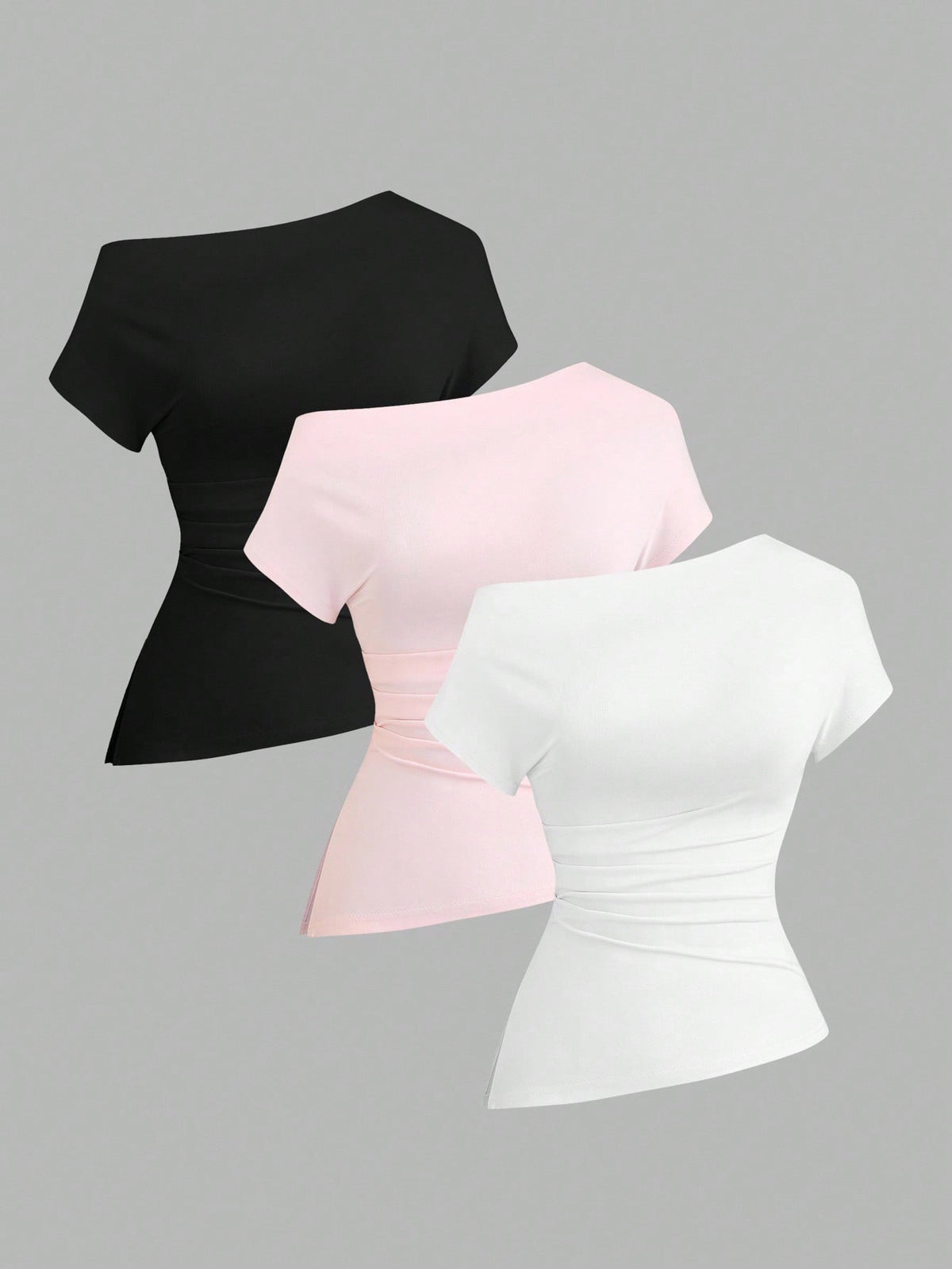 Sweetra Women Casual Asymmetric Shoulder Loose Comfortable T-Shirt