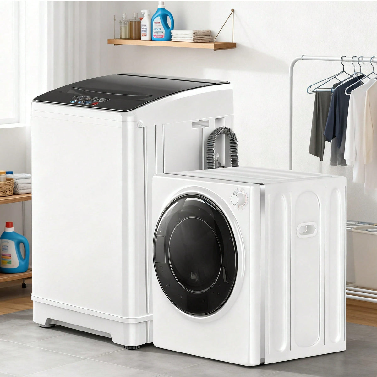 TABU 3.0 Cu.Ft. Full Automatic Washer & Compact Electric Dryer Combo – Efficient Laundry Set With Easy Knob Control, Modern Grey