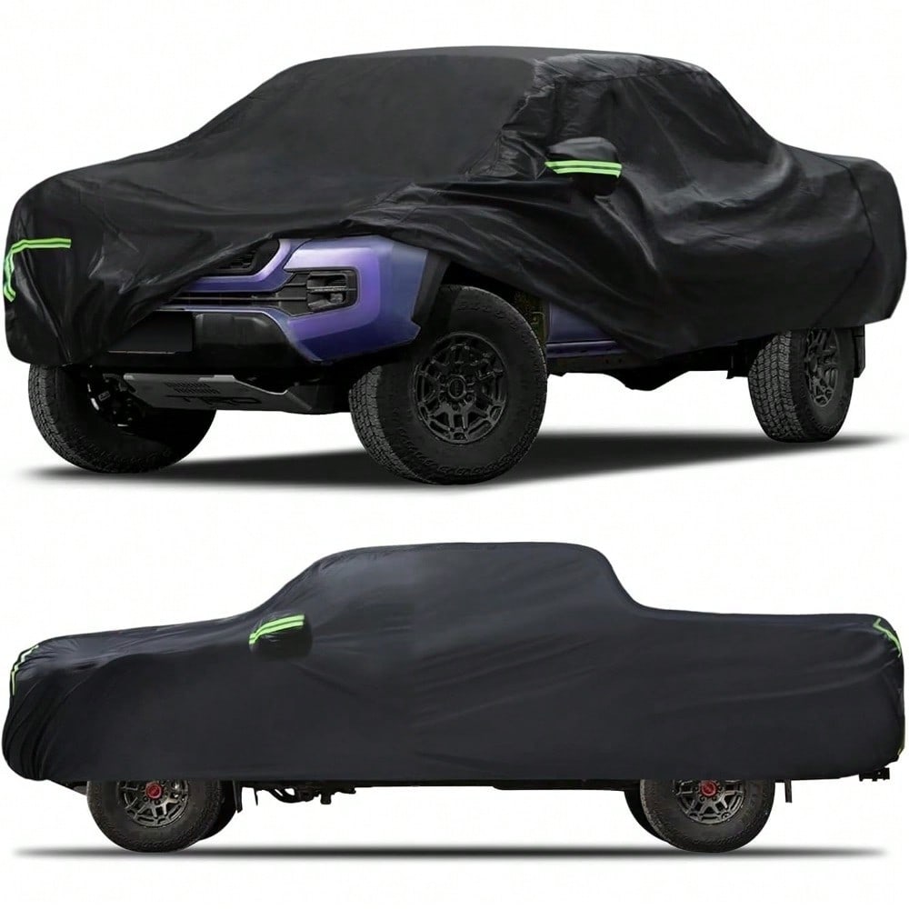 Truck Cover Waterproof All Weather For Automobiles, Outdoor Full Exterior Cover, Rain, Sun, Wind Protection, Suitable For 220-232 Inch Pickup Trucks, Black