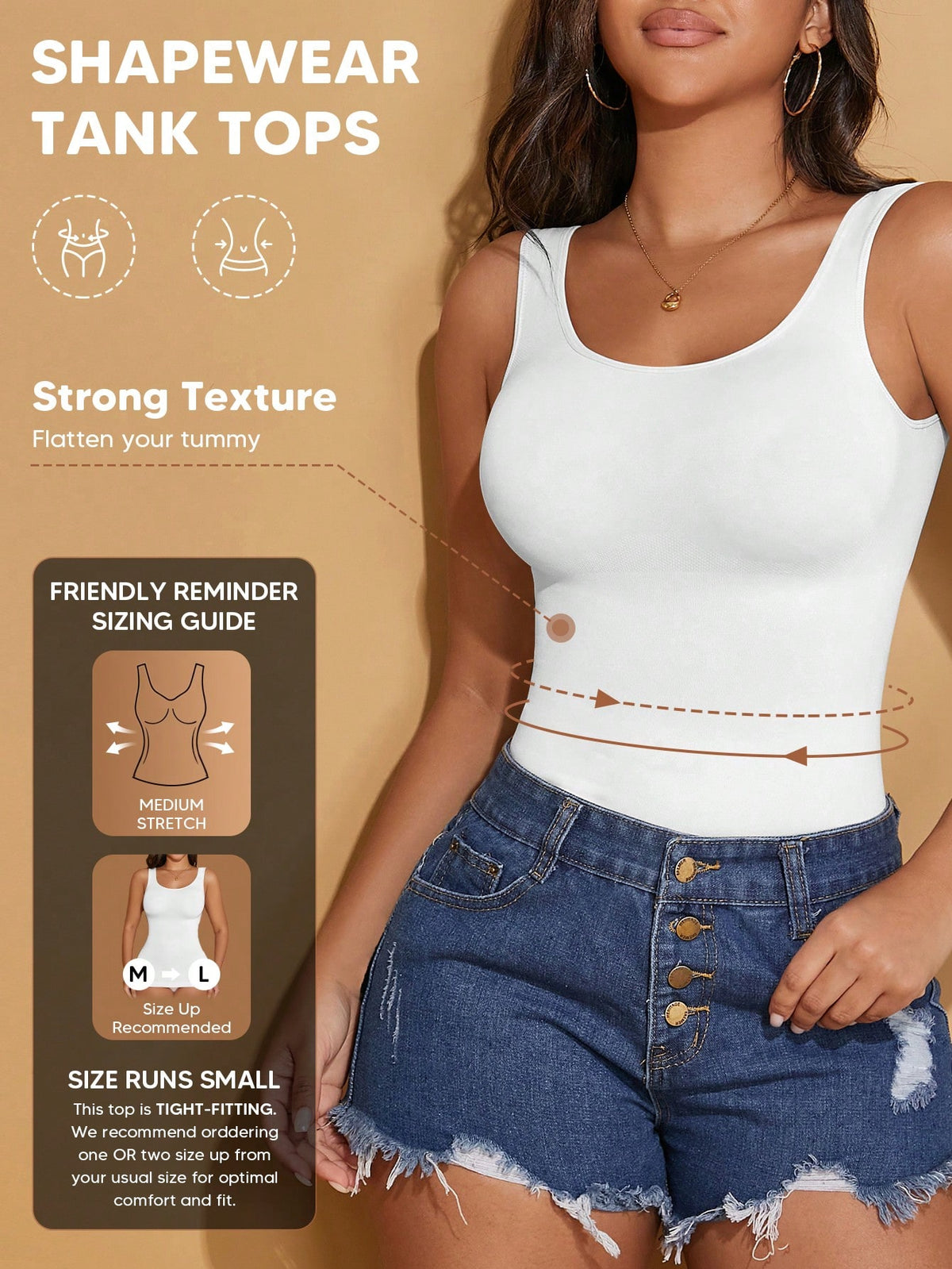 Women's Crew Neck Seamless Slimming Sports Camisole Casual White Summer