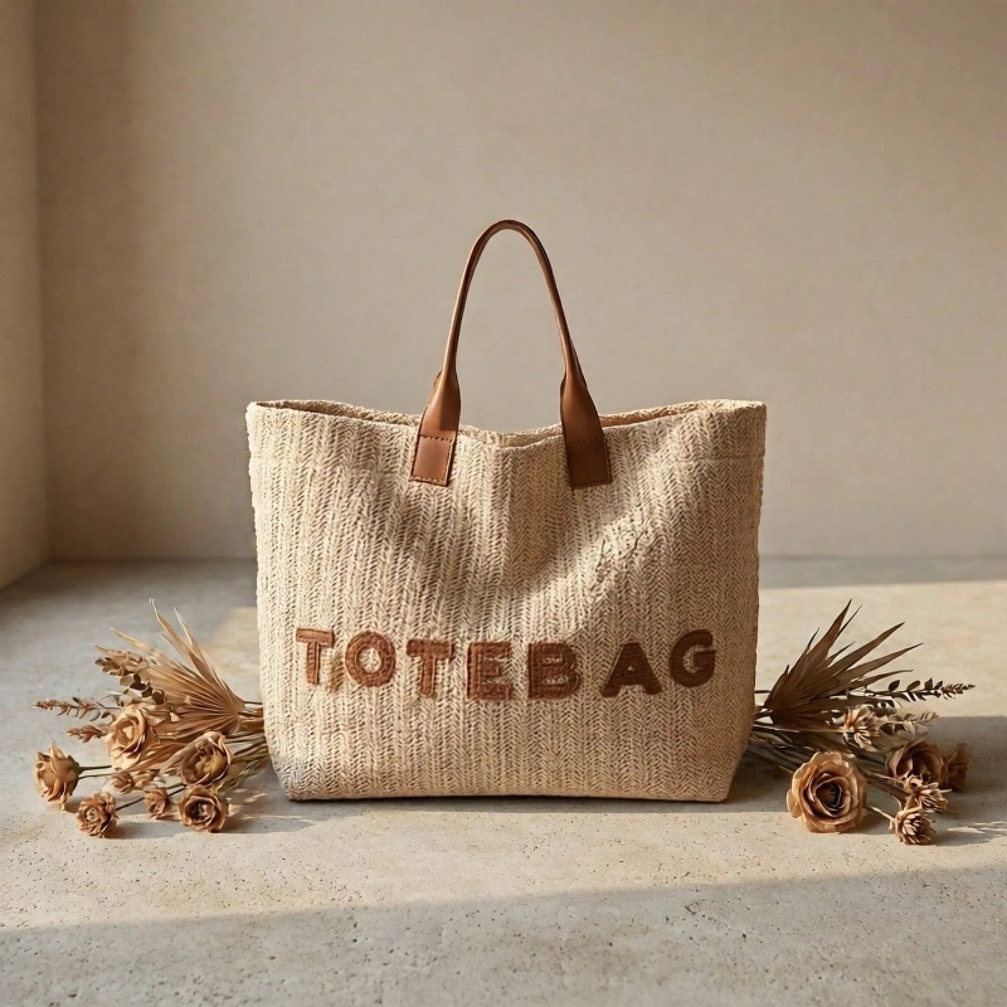 Women's Woven Handbag- Minimalist And Elegant Design, Suitable For Work, Travel, And Beach Scenes. Decorative Stitching And Fine Weaving Techniques