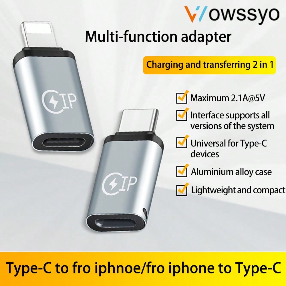 Wowssyo 2pcs/4pcs Pack/ Charging And Data Transfer Adapter, Port To Type-C Port, Type-C Connector To Port, Phone OTG Adapter (Supports Charging And Transfer Only, Not Earphone Adapter)