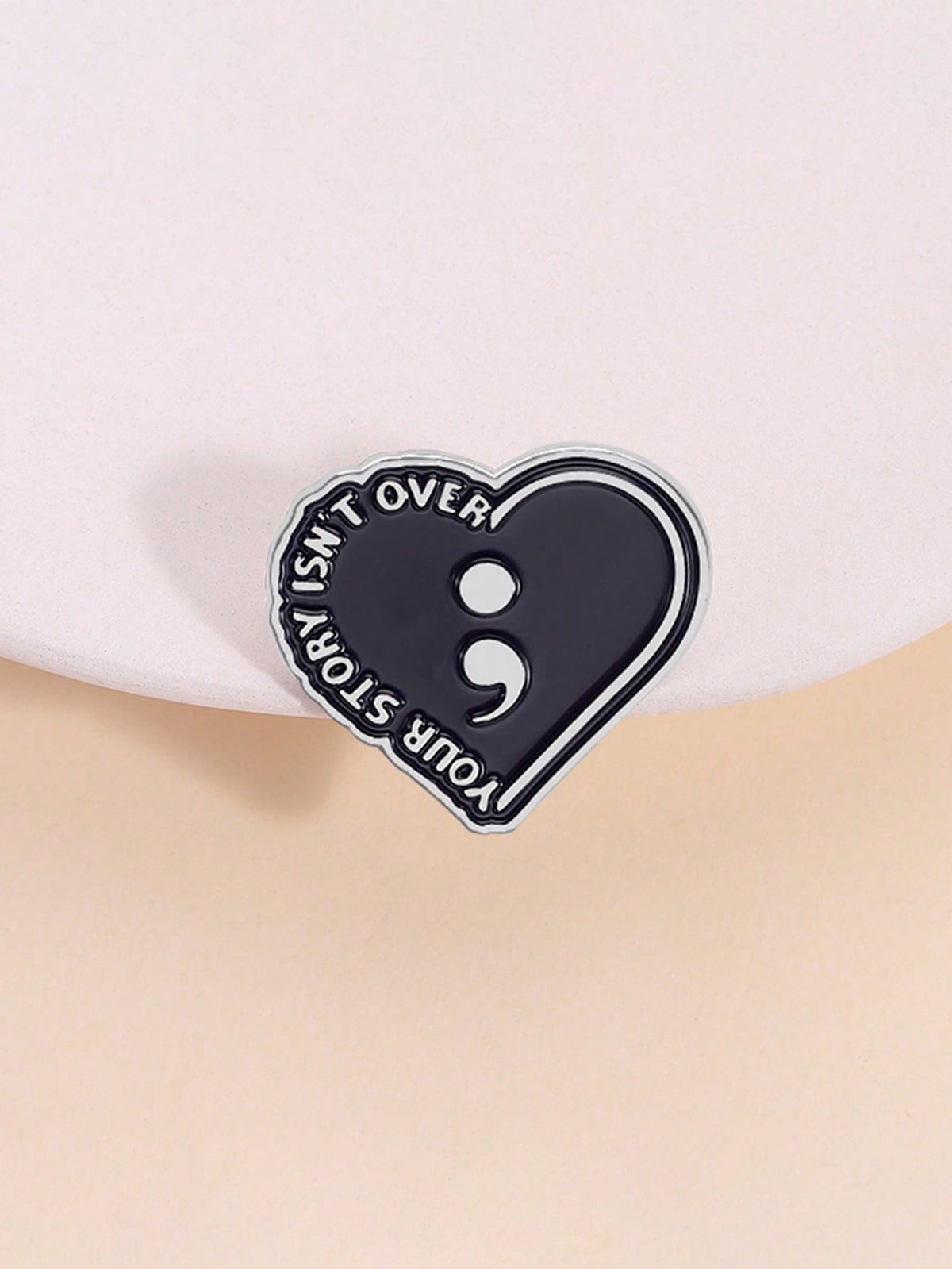 Your Story Isn't Over Semicolon Heart Enamel Pin Suicide Prevention Mental Health Lapel Brooch Gift