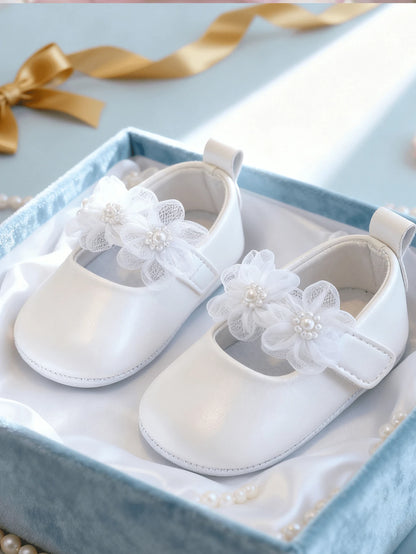 0-12 Months Baby Girls Shoes Soft Sole Non-Slip Hook And Loop Closure Bow First Walking Shoes Comfortable Indoor Outdoor Shoes