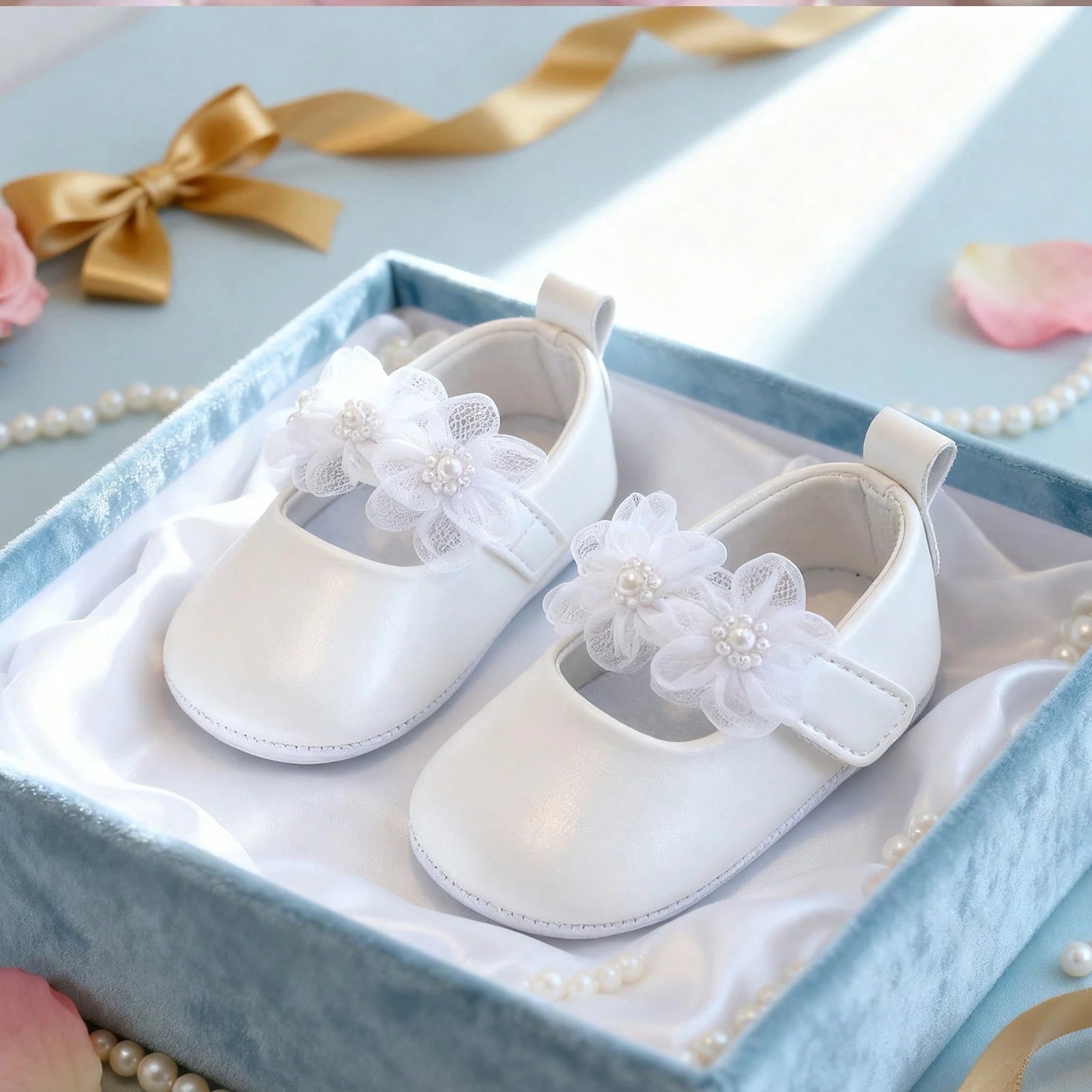 0-12 Months Baby Girls Shoes Soft Sole Non-Slip Hook And Loop Closure Bow First Walking Shoes Comfortable Indoor Outdoor Shoes