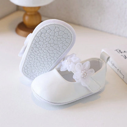 0-12 Months Baby Girls Shoes Soft Sole Non-Slip Hook And Loop Closure Bow First Walking Shoes Comfortable Indoor Outdoor Shoes